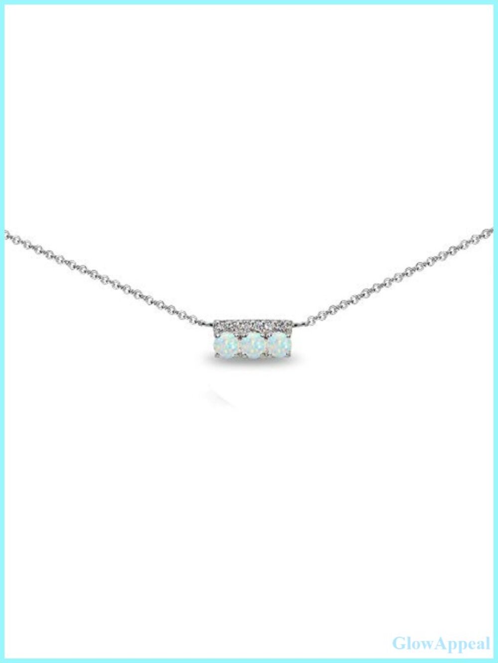 Sterling Silver Synthetic White Opal Three Stone Dainty Choker Necklace